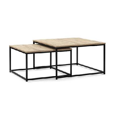 zona set of 2 nesting rectangular coffee table - oak/black