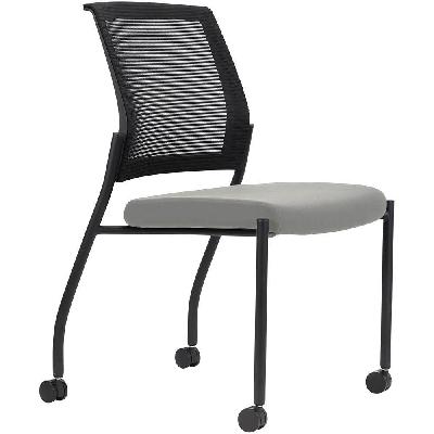 urbin 4 leg mesh back chair castors black frame ice seat 