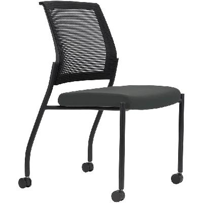 urbin 4 leg mesh back chair castors black frame slate seat 