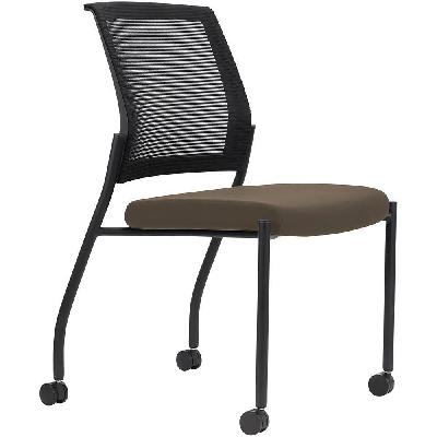 urbin 4 leg mesh back chair castors black frame chocolate seat 