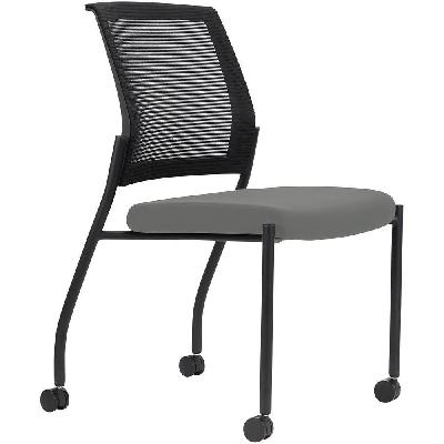 urbin 4 leg mesh back chair castors black frame steel seat 