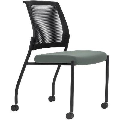 urbin 4 leg mesh back chair castors black frame cloud seat 