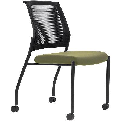urbin 4 leg mesh back chair castors black frame apple seat 