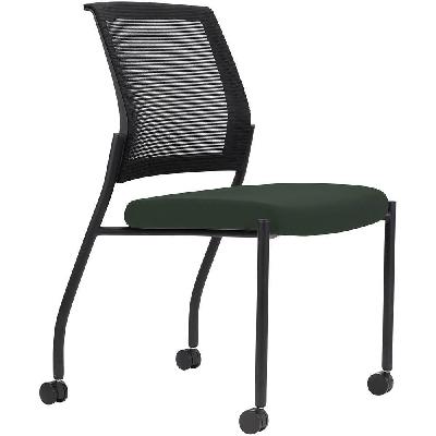 urbin 4 leg mesh back chair castors black frame forest seat 