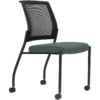 urbin 4 leg mesh back chair castors black frame teal seat 