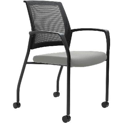 urbin 4 leg mesh back armchair castors black frame ice seat 
