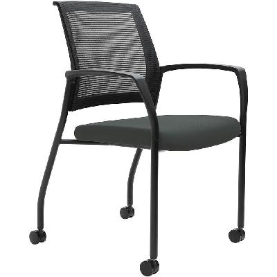 urbin 4 leg mesh back armchair castors black frame slate seat 
