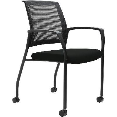 urbin 4 leg mesh back armchair castors black frame onyx seat 