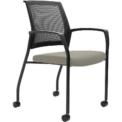 urbin 4 leg mesh back armchair castors black frame driftwood seat 