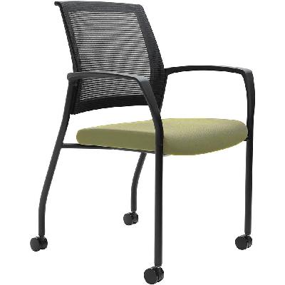 urbin 4 leg mesh back armchair castors black frame apple seat 