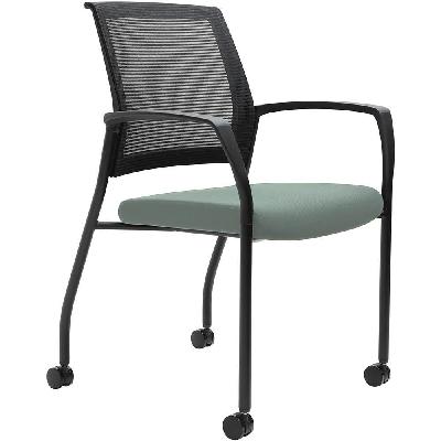 urbin 4 leg mesh back armchair castors black frame cloud seat 