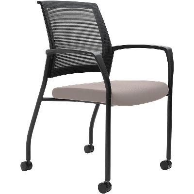 urbin 4 leg mesh back armchair castors black frame petal seat 
