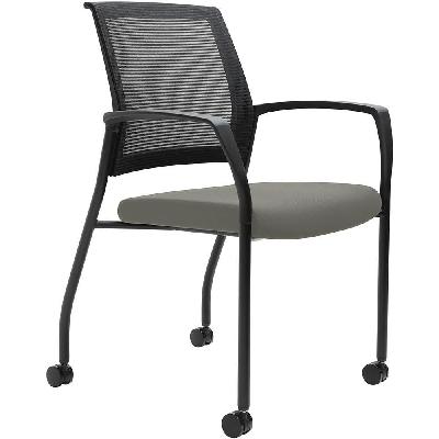 urbin 4 leg mesh back armchair castors black frame mocha seat 