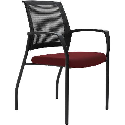 urbin 4 leg mesh back armchair glides black frame scarlet seat 