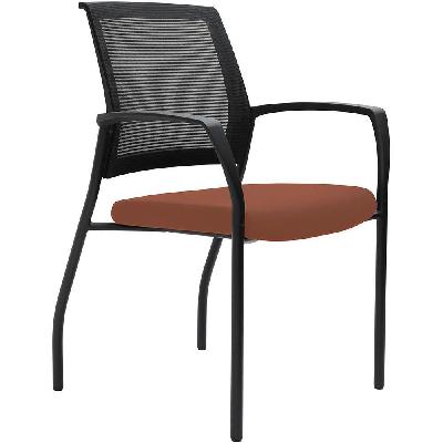 urbin 4 leg mesh back armchair glides black frame brick seat 