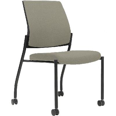 urbin 4 leg chair castors black frame driftwood seat and inner back 