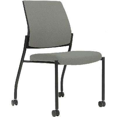 urbin 4 leg chair castors black frame steel seat and inner back 
