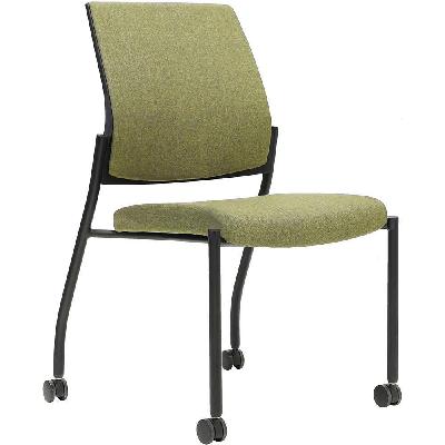 urbin 4 leg chair castors black frame apple seat and inner back 