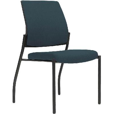 urbin 4 leg chair glides black frame denim seat and inner back 