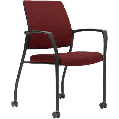 urbin 4 leg armchair castors black frame scarlet seat and inner back 