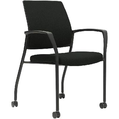 urbin 4 leg armchair castors black frame onyx seat and inner back 