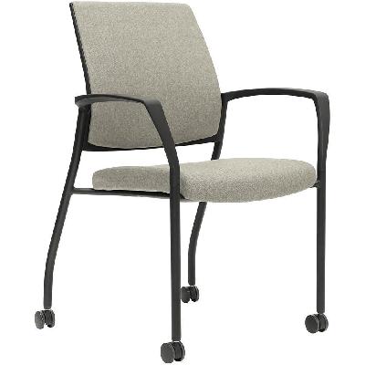 urbin 4 leg armchair castors black frame sand seat and inner back 