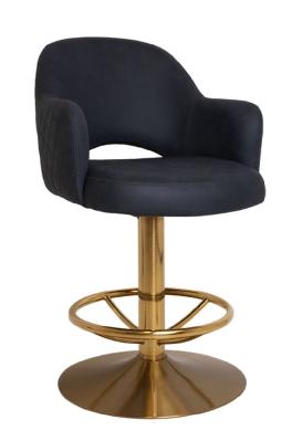 albury gaming stool - brass disc base - custom upholstery 1 