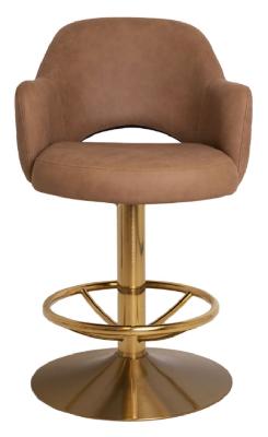 albury gaming stool - brass disc base - custom upholstery 2 