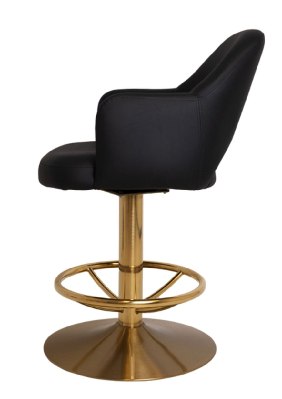 albury gaming stool - brass disc base - custom upholstery 3 