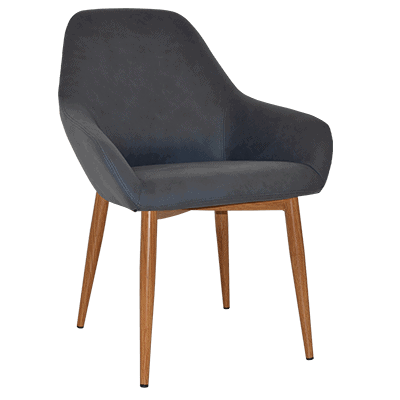 bronte tub chair pelle navy - light oak legs 