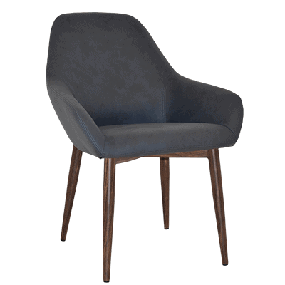 bronte tub chair pelle navy - light walnut legs 