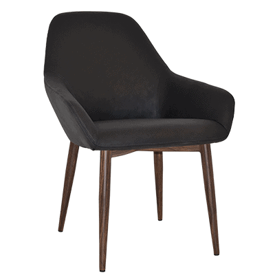 bronte tub chair pelle onyx - light walnut legs 
