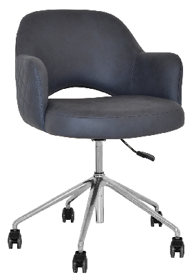 arm chair albury castor v2 polished alum - pelle/benito navy 