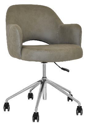 arm chair albury castor v2 polished alum - pelle/benito sage 