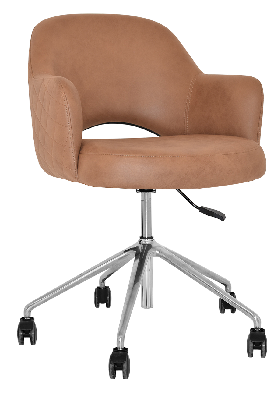 arm chair albury castor v2 polished alum - pelle/benito tan 