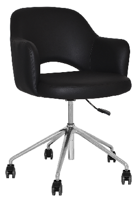 arm chair albury castor v2 polished alum - vinyl black 
