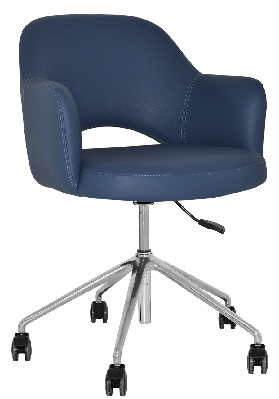 arm chair albury castor v2 polished alum - vinyl blue 