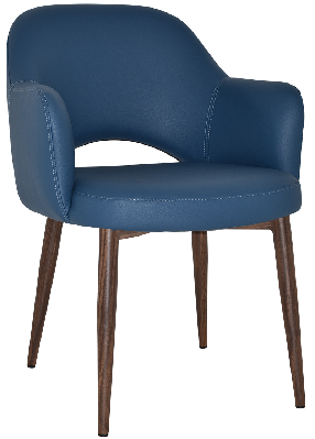 arm chair albury metal light walnut - vinyl blue 