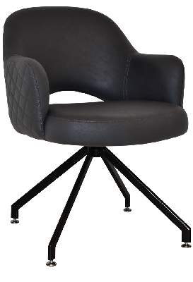 arm chair albury trestle black - pelle/benito onyx 
