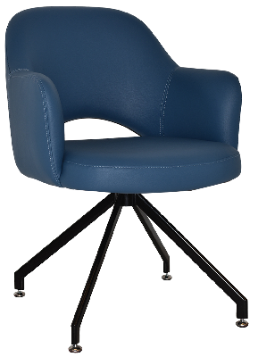 arm chair albury trestle black - vinyl blue 