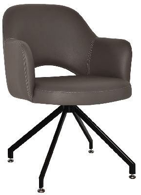 arm chair albury trestle black - vinyl charcoal 