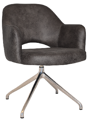 arm chair albury trestle v2 polished alum - eastwood slate 