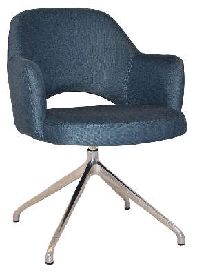 arm chair albury trestle v2 polished alum - gravity denim 