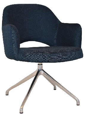 arm chair albury trestle v2 polished alum - gravity navy 