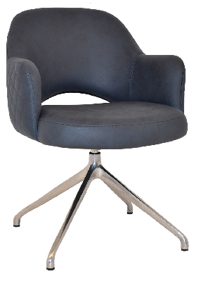 arm chair albury trestle v2 polished alu - pelle/benito navy 