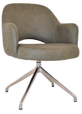 arm chair albury trestle v2 polished alu - pelle/benito sage 