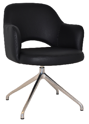 arm chair albury trestle v2 polished alum - vinyl black 