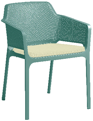 arm chair net mint green - pad uph in client fabric 