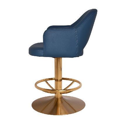 gaming stool albury disc brass - blue vinyl 