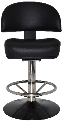 gaming stool macau disc polished s/s - vinyl black 